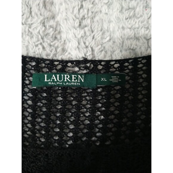 Lauren Ralph Lauren Netted Long Sleeve Sweater Xl Black - Picture 8 of 9